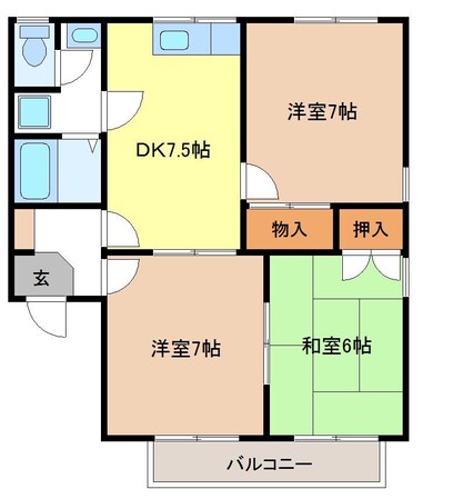 コーポ新稜Ａ棟の物件間取画像